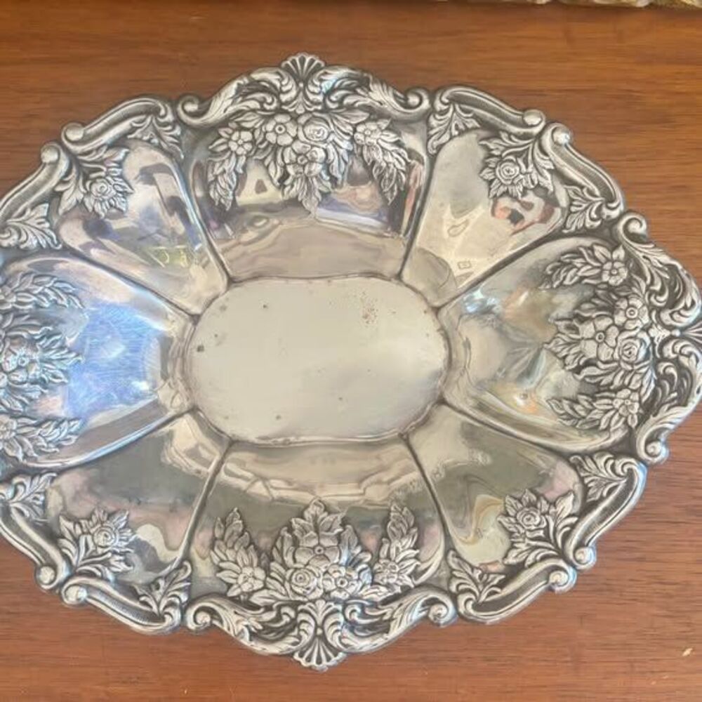 Vintage Wallace Silver Plated Flower Serving Dish Bowl 13” 9700